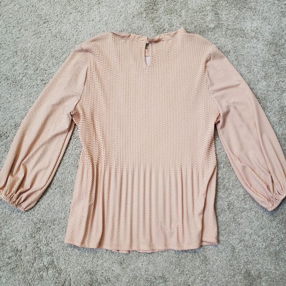 Adrianna Papell Pink Polka Dot Long Sleeve Blouse Top M EUC - Picture 8 of 8